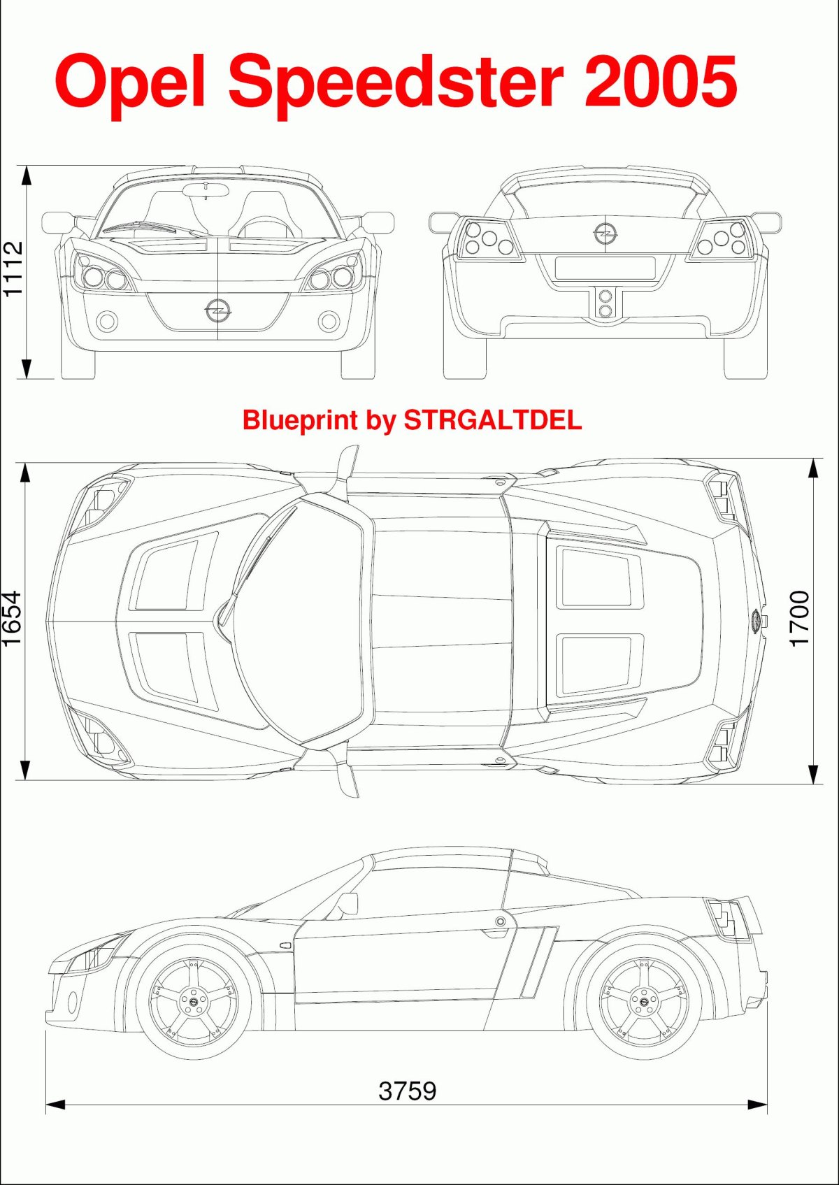 Opel Speedster 2005 чертеж