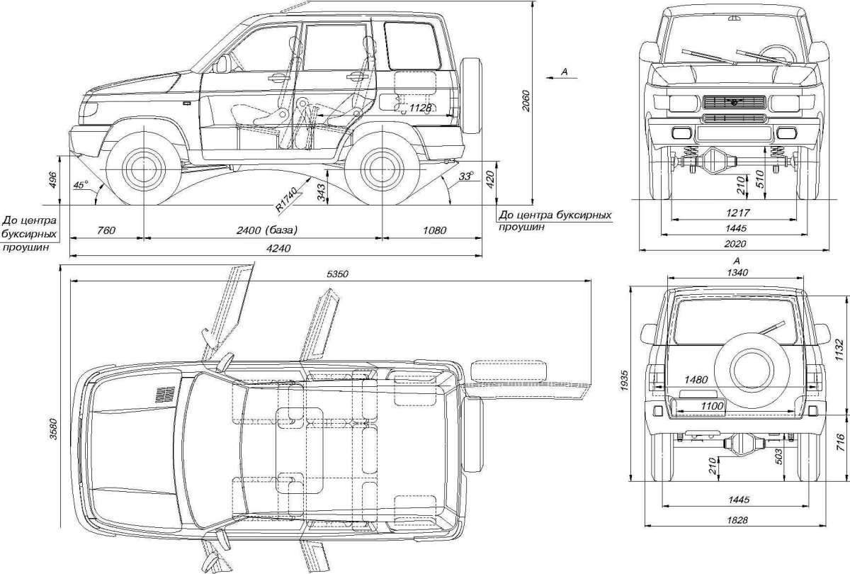 Габариты УАЗ Симбир 3162