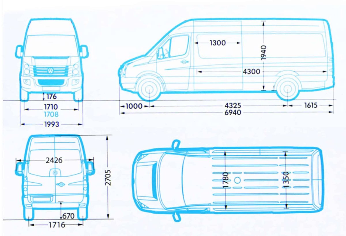 Фольксваген Крафтер Размеры грузового отсека