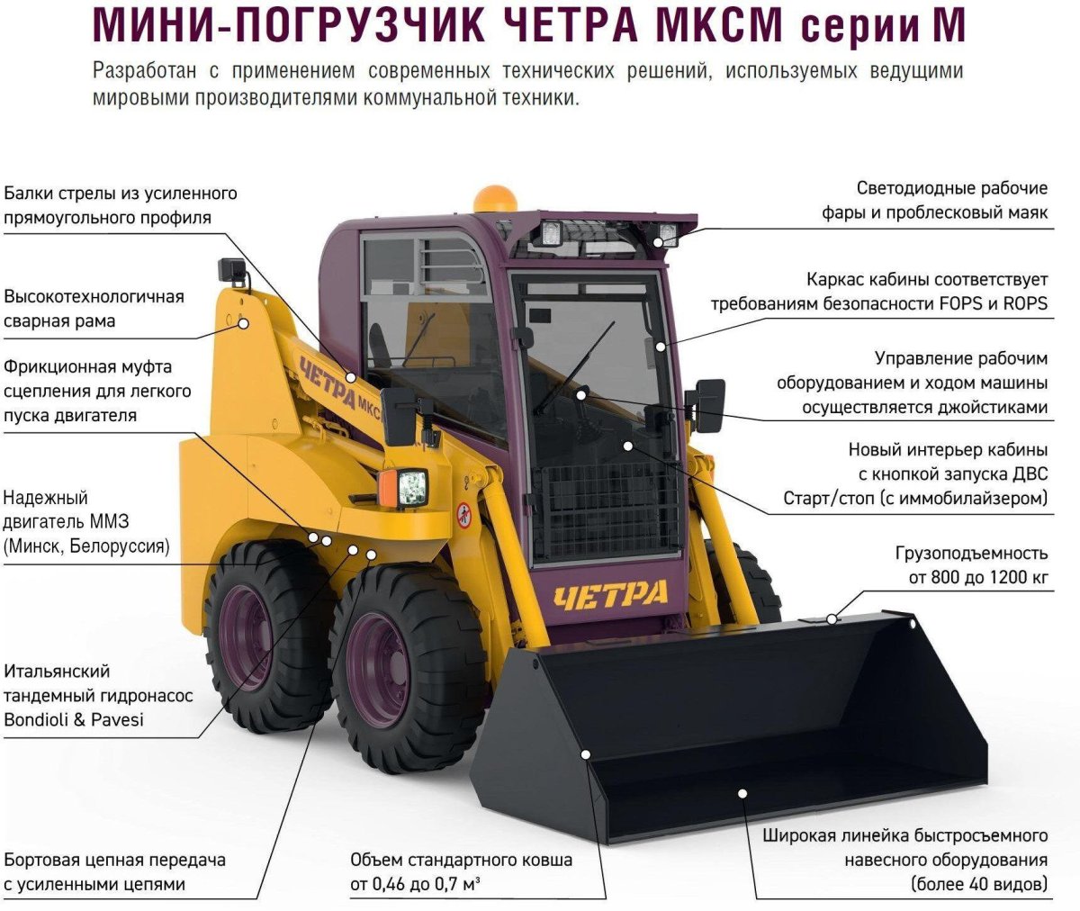 Мини-погрузчик ЧЕТРА МКСМ 1200м