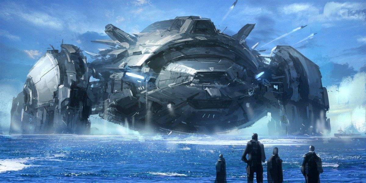Космический линкор инопланетян Sci Fi