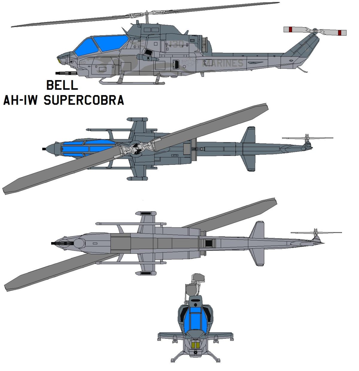 Bell Ah-1 super Cobra чертеж
