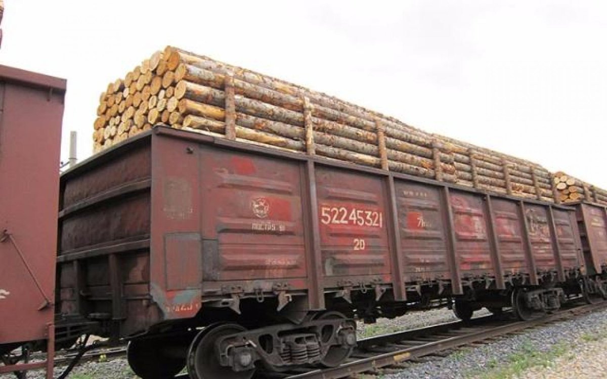 Полувагон с лесоматериалом