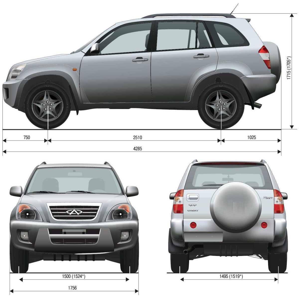 Ширина чери Тигго т11