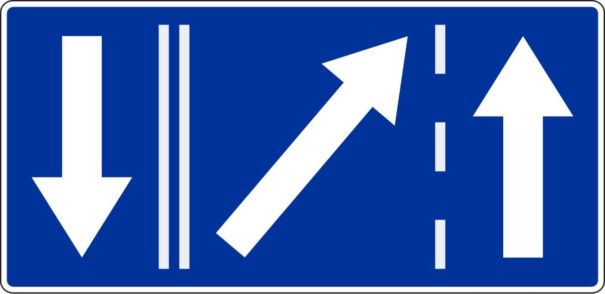 Знак со стрелкой сужение дороги