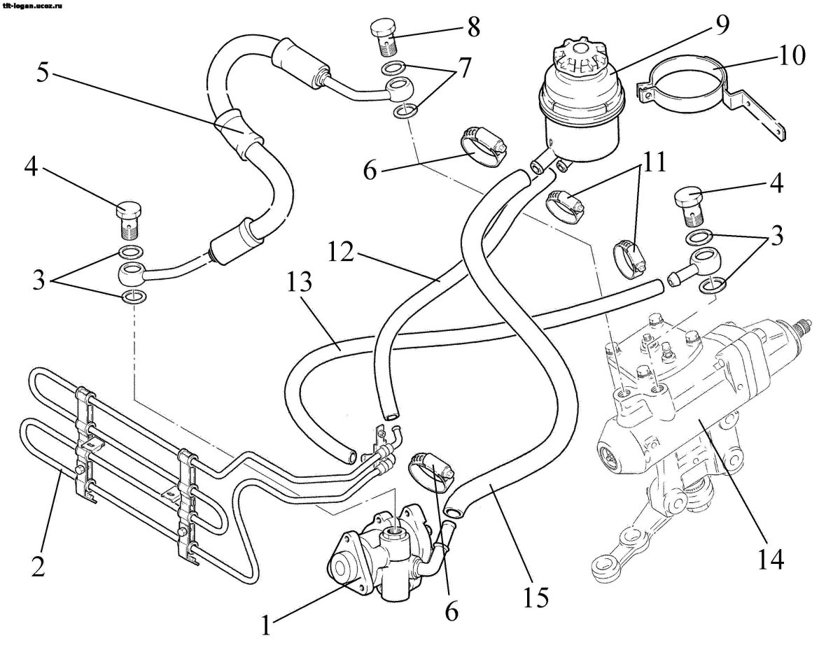 Схема шлангов ГУР Chevrolet Niva