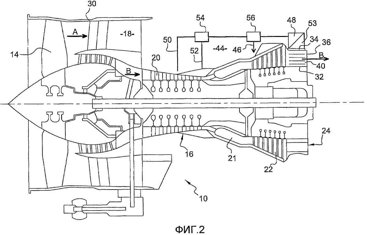 Схема двухконтурного турбореактивного авиационного двигателя