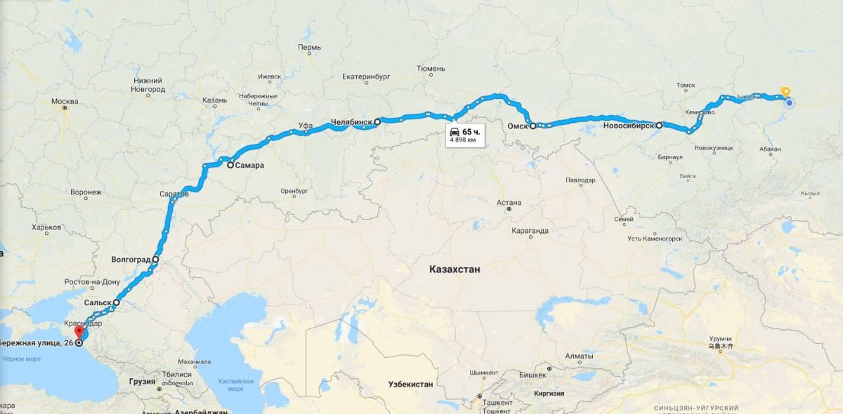 Карта Кемерово Анапа