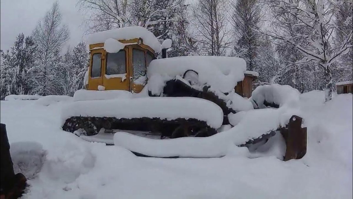 Бульдозер т-130 зима