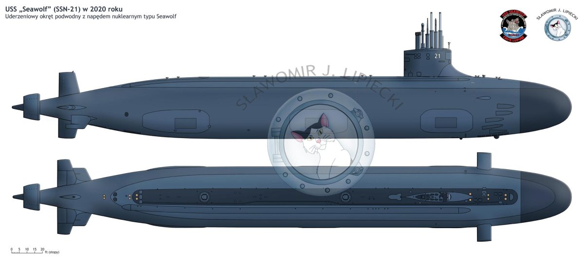 Подводная лодка сивульф вид сбоку