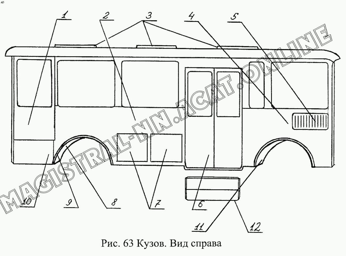 Панель левой боковины нижняя задняя 3205-5401296 ПАЗ
