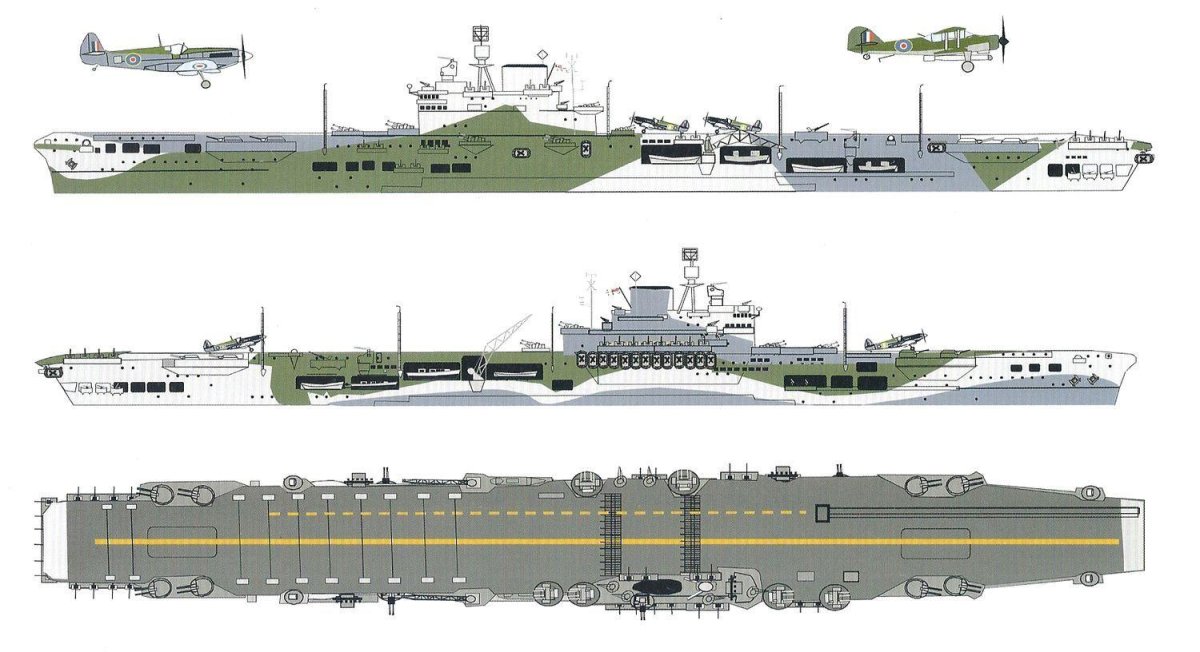 Авианосец Индомитебл вид сбоку