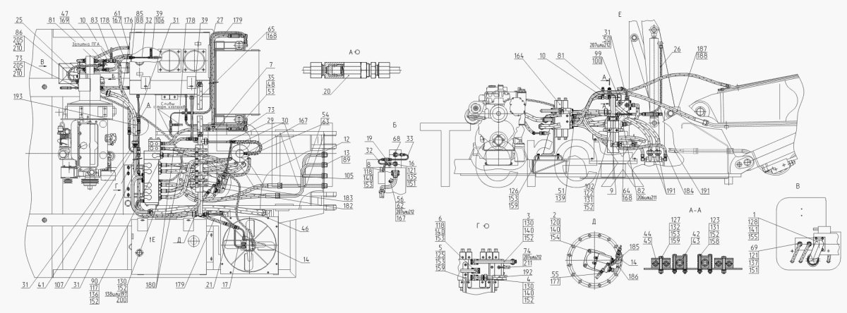 Схема гидросистемы экскаватора ЕК 14