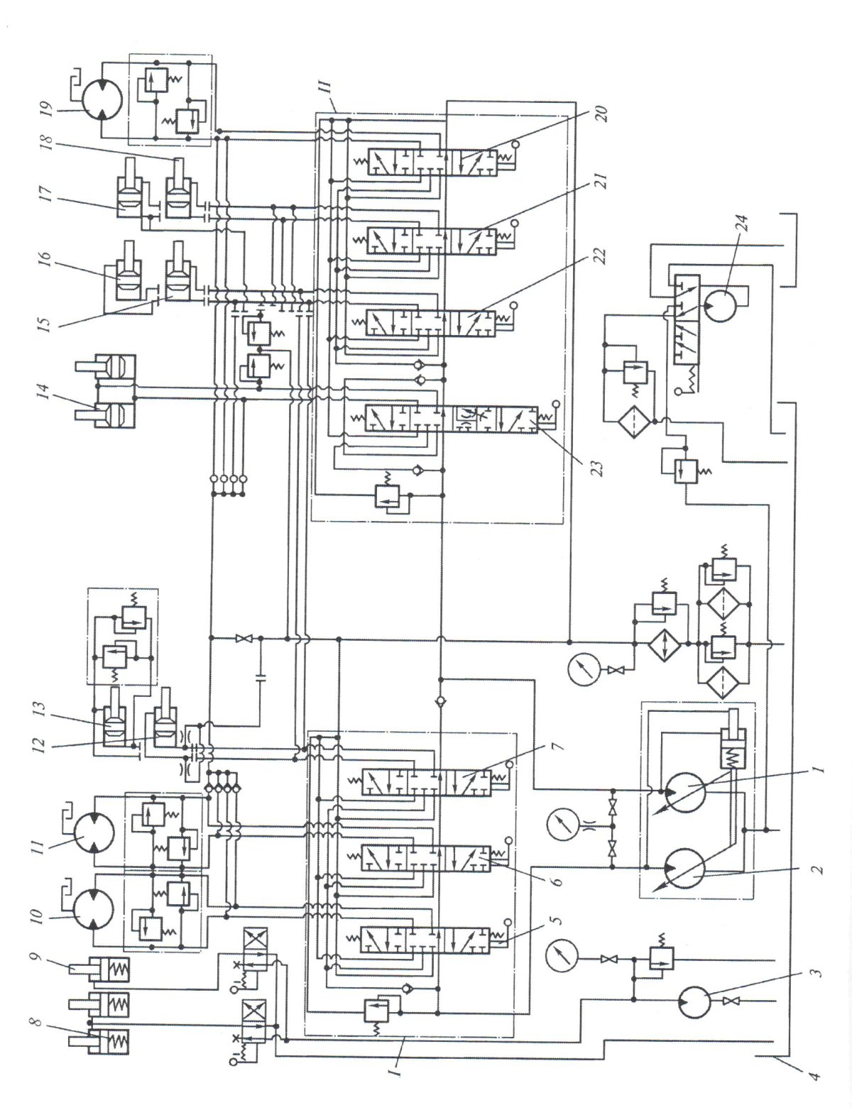 Гидравлическая схема экскаватора ЭО-4121