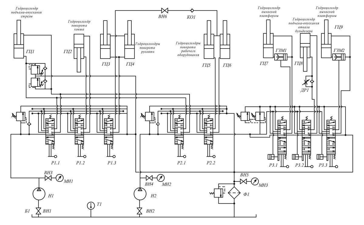 Гидросхема экскаватора JCB 160w