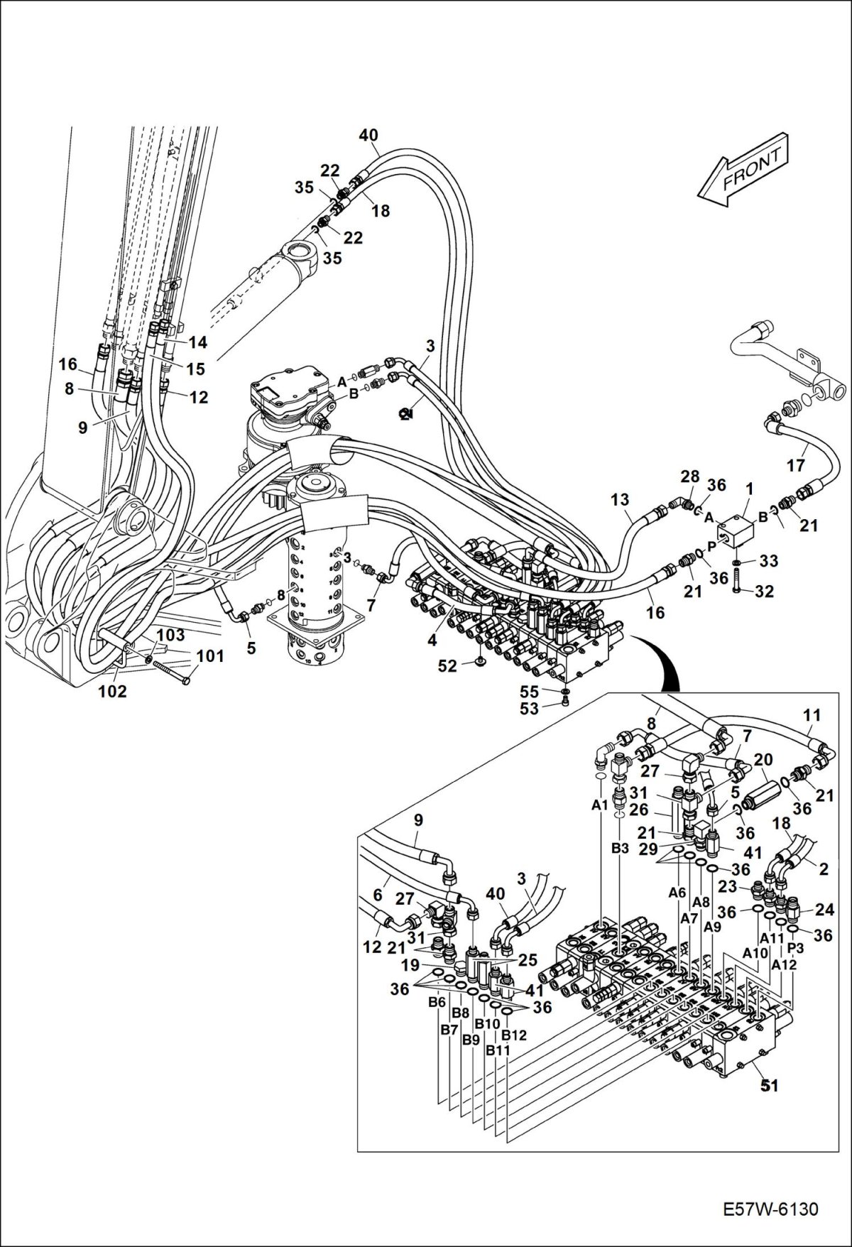 JCB 3cx схема гидравлики