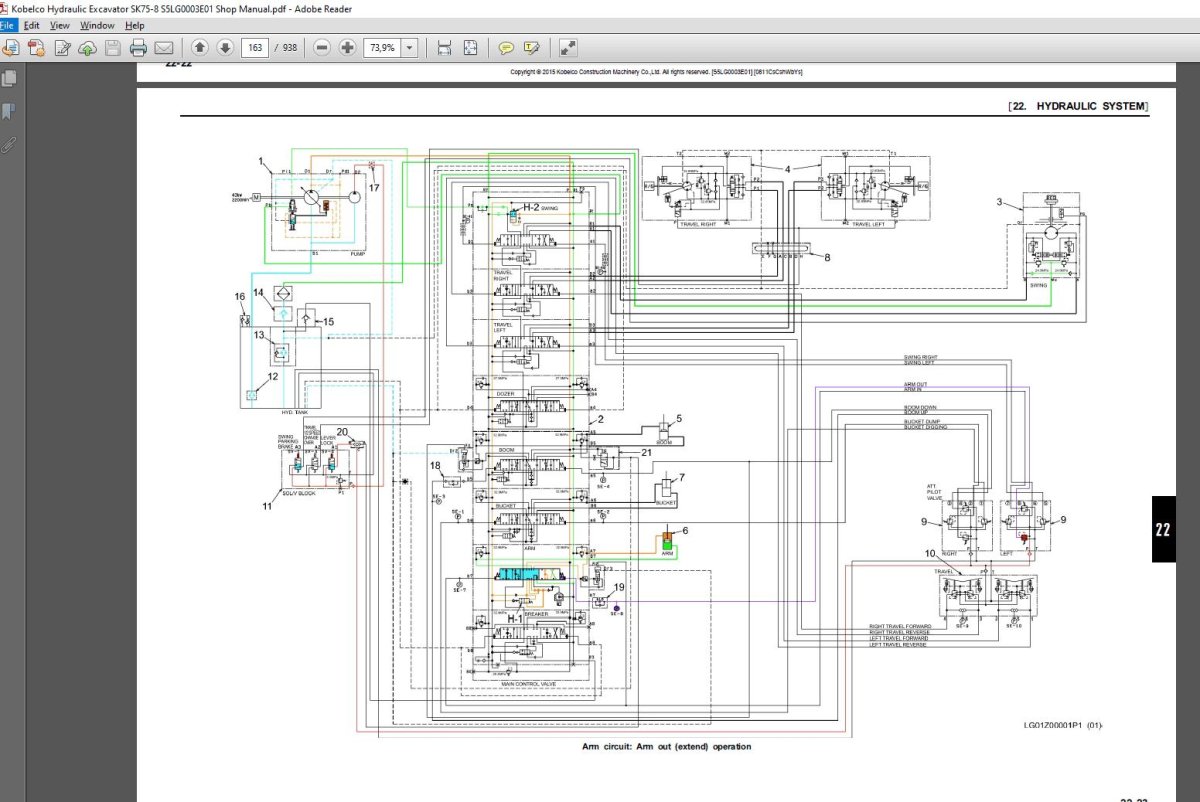 Sk75 Kobelco гидросхема