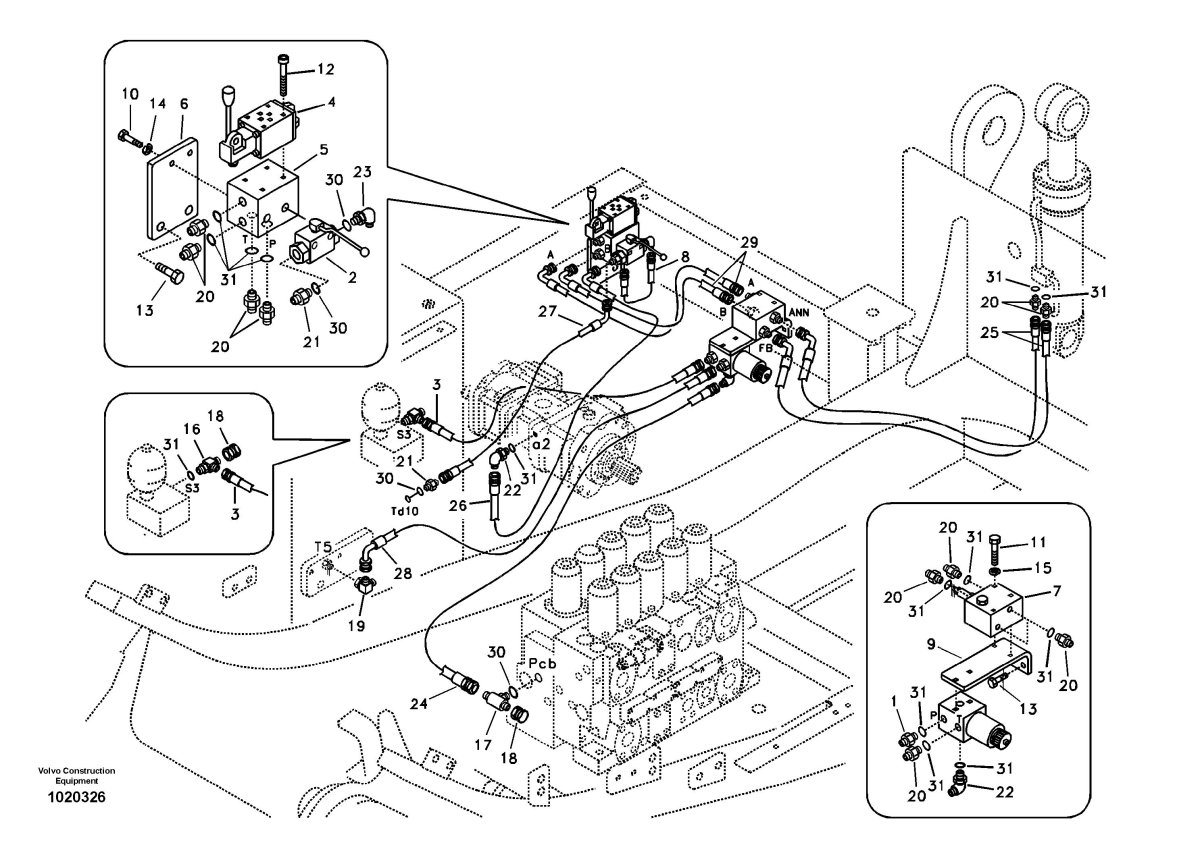 Схема гидрораспределителя экскаватора Вольво ec35c