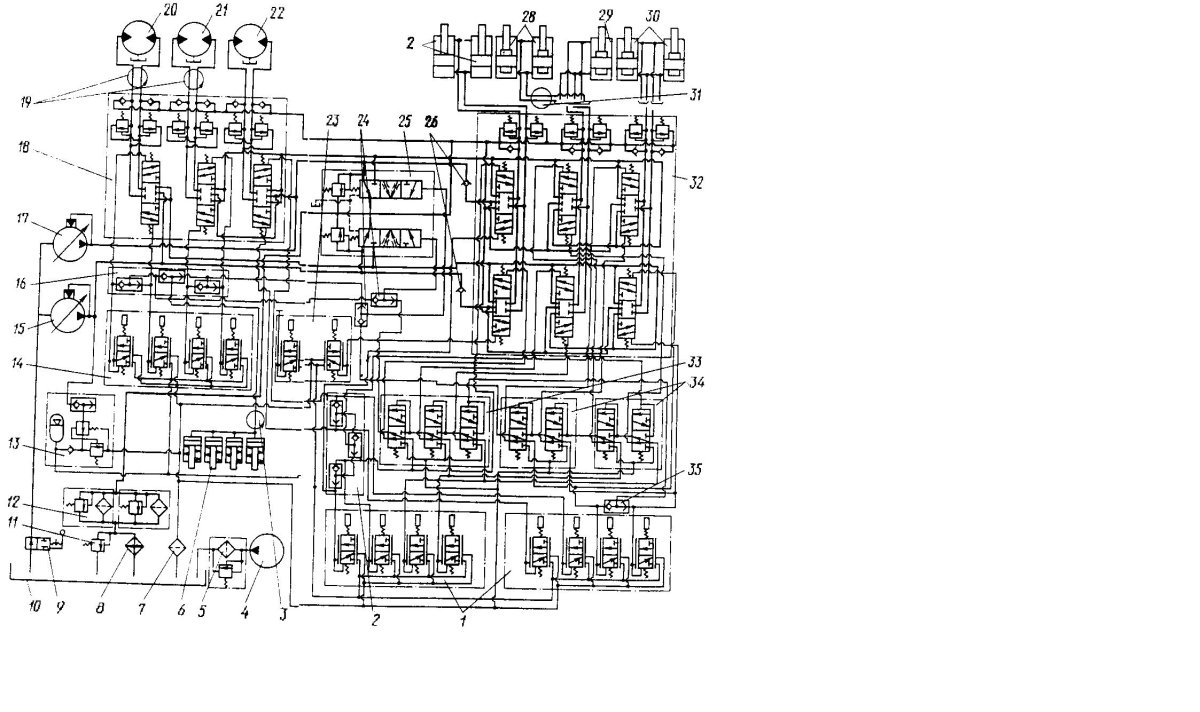 Схема гидросистемы ЭО 3323