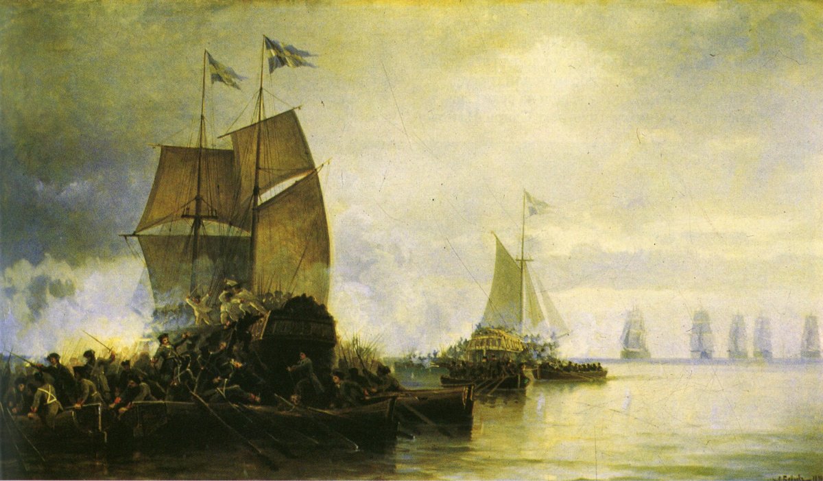 Взятие шведских кораблей в Устье Невы. Л. Д. блинов, 1890 год