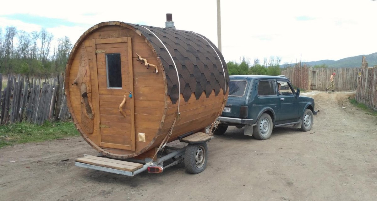 Баня бочка передвижная