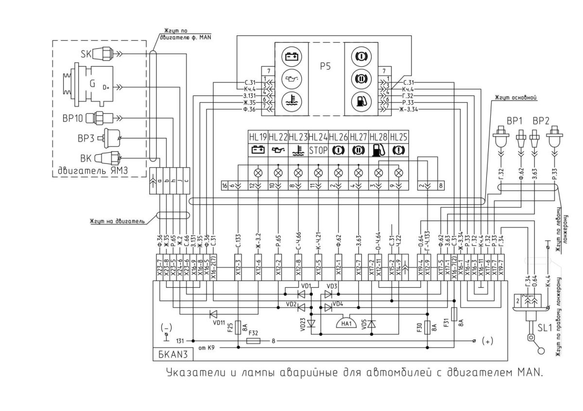 Схема электрооборудования МАЗ 5440 а8