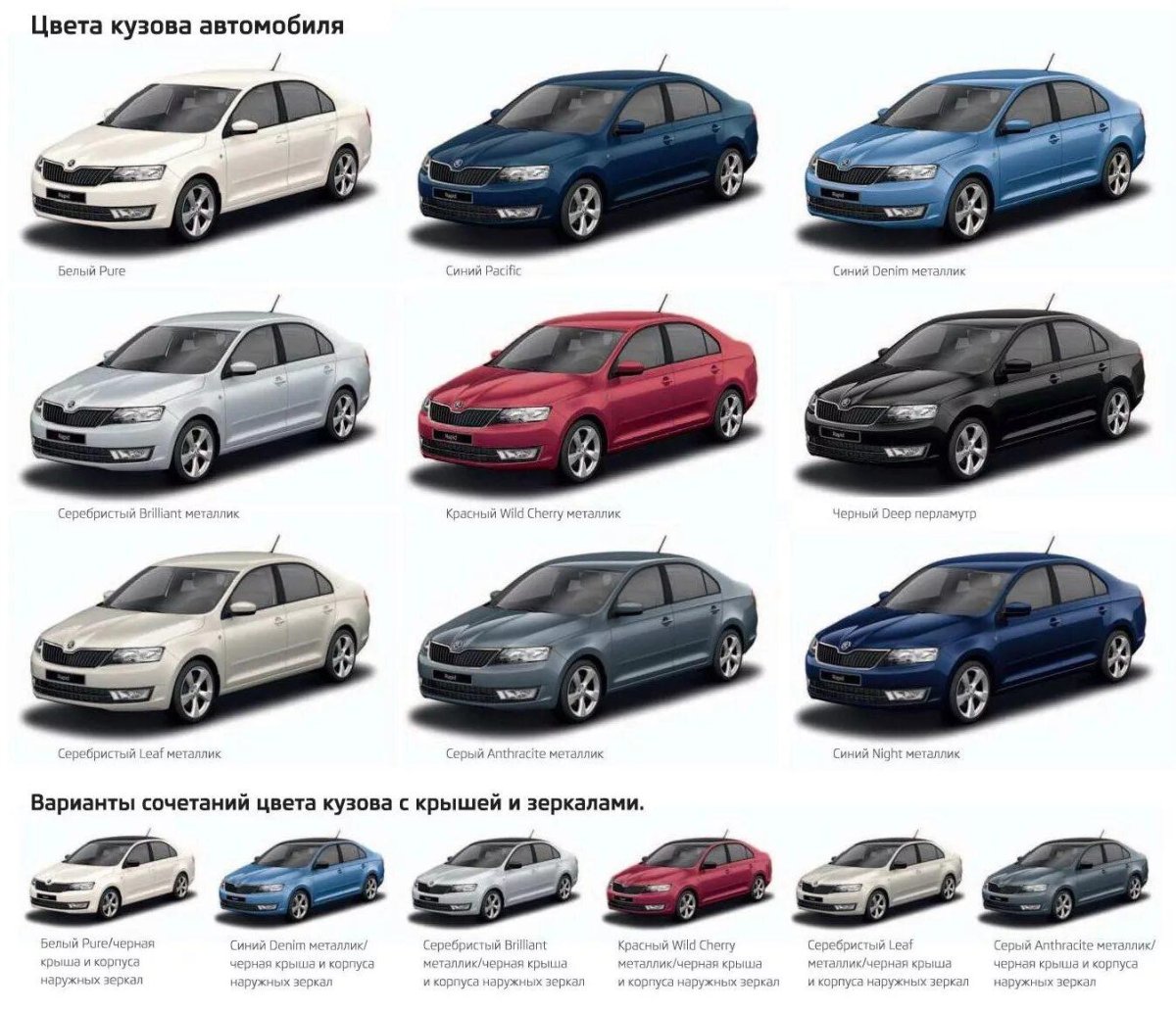 Шкода Рапид цвета кузова