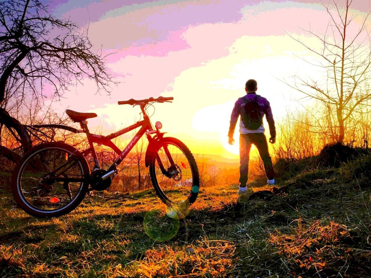 Велосипедист на природе