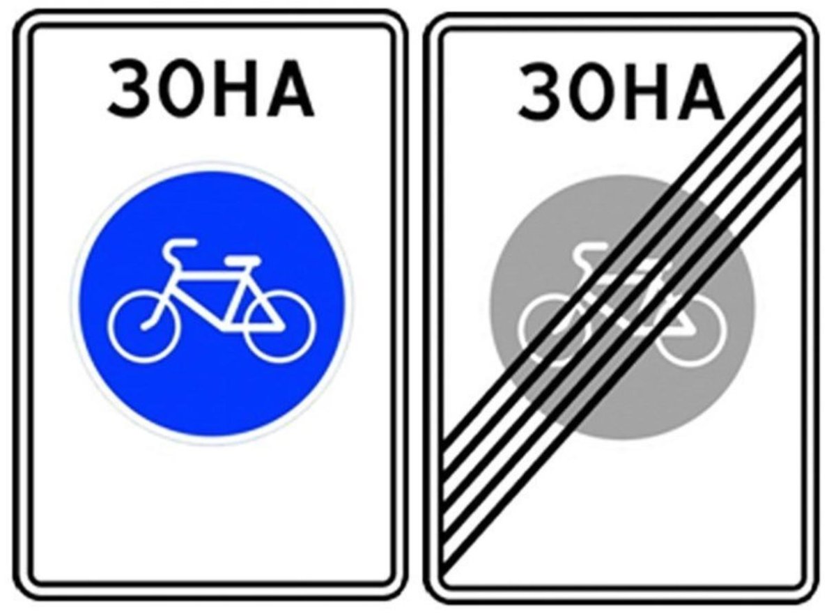 Дорожный знак велосипедная зона