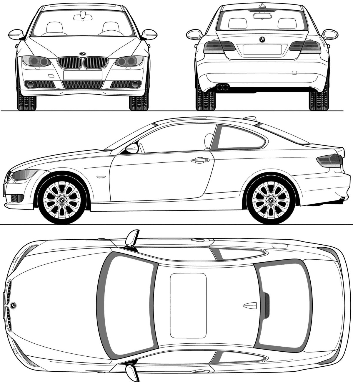 BMW e92 Coupe чертёж