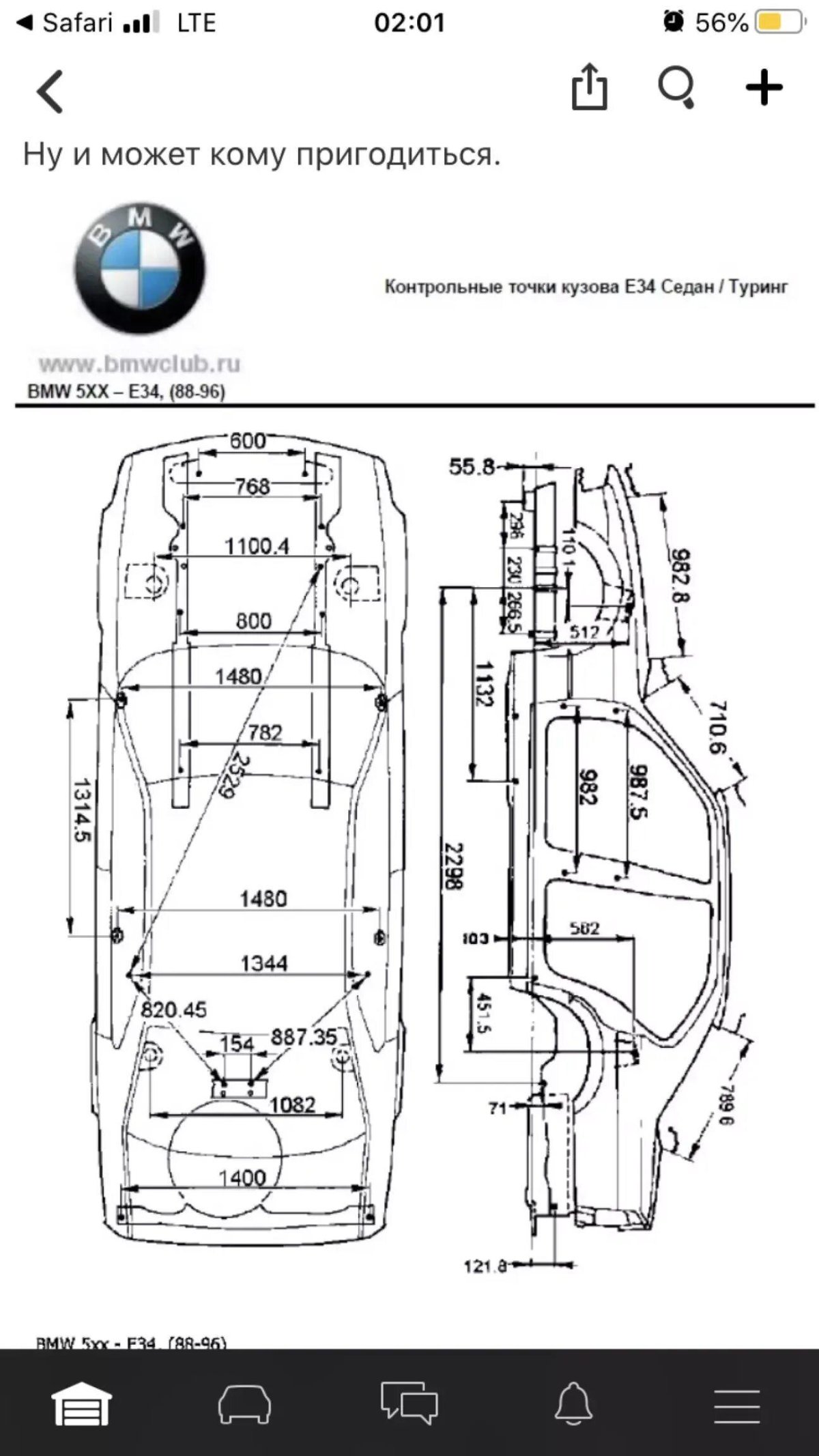 Геометрия кузова БМВ е34