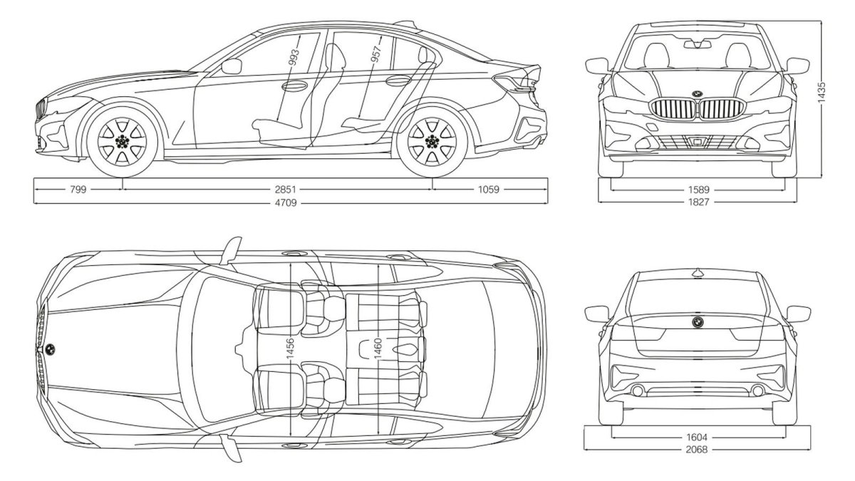 BMW 3 габариты