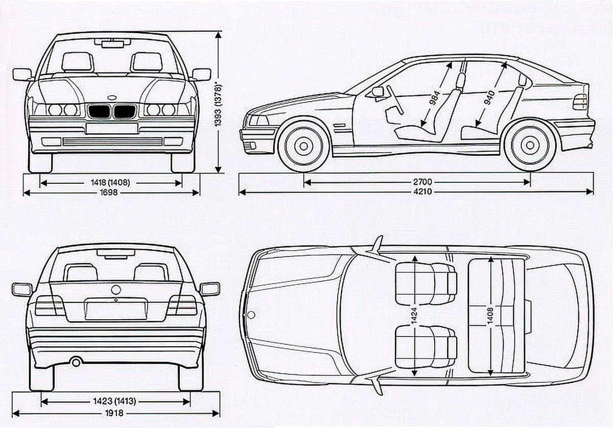 Габариты BMW e36 седан