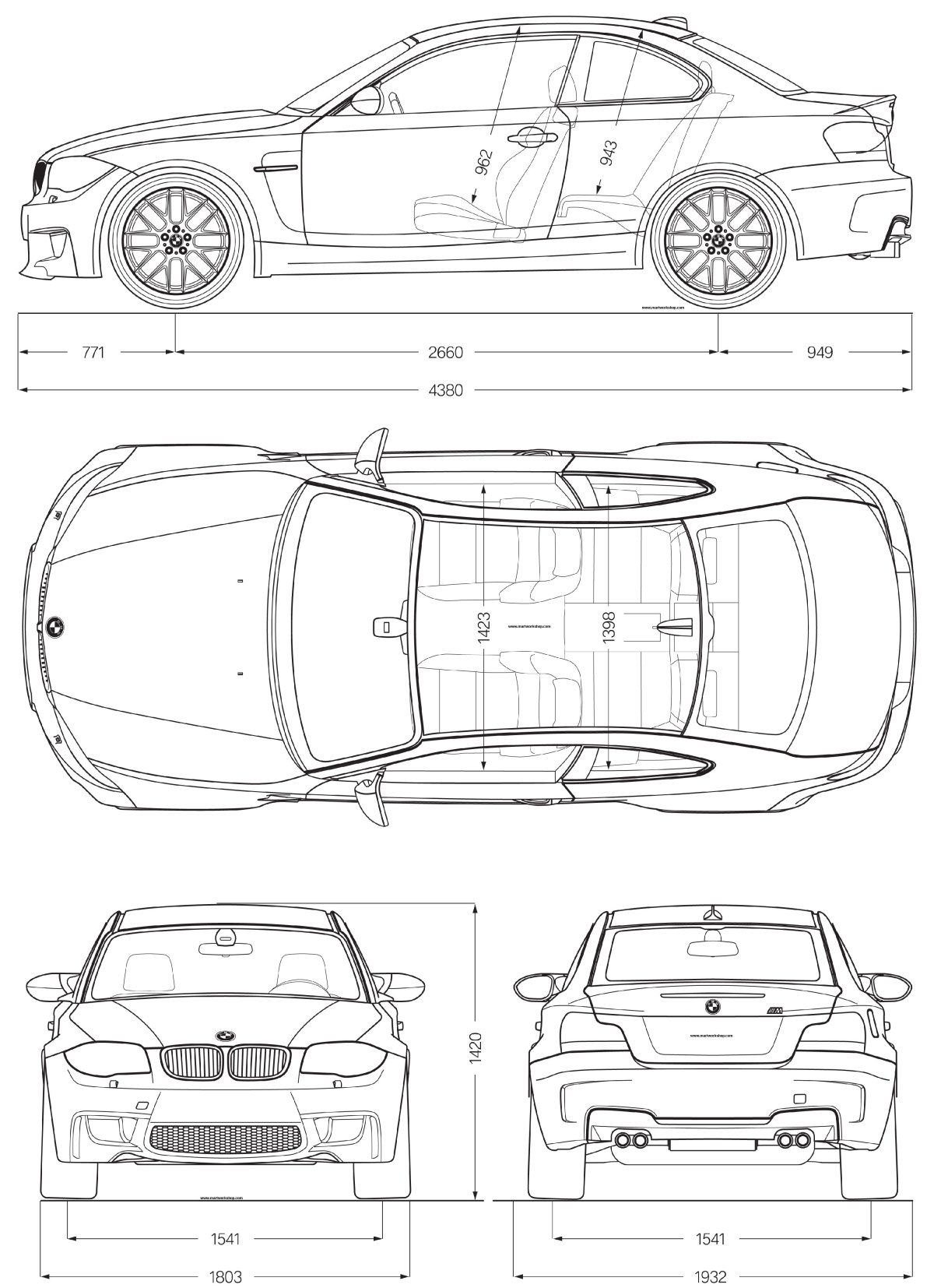 BMW m3 Coupe чертежи