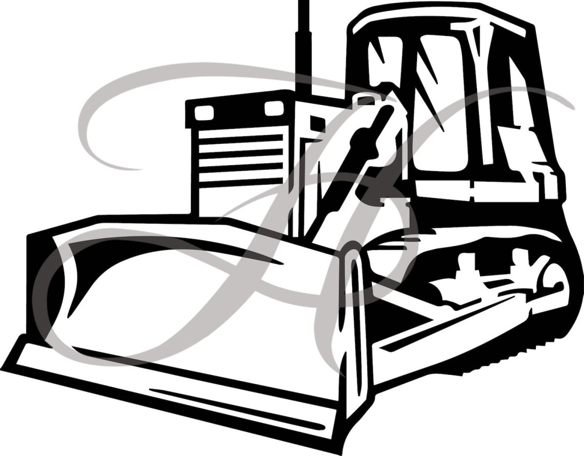 Бульдозер силуэт