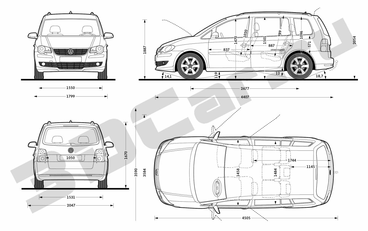 Габариты Фольксваген Туран 2007