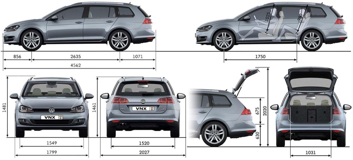 Габариты Фольксваген гольф 7