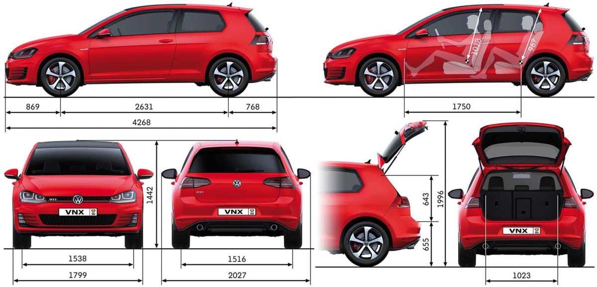 Volkswagen Golf 7 габариты
