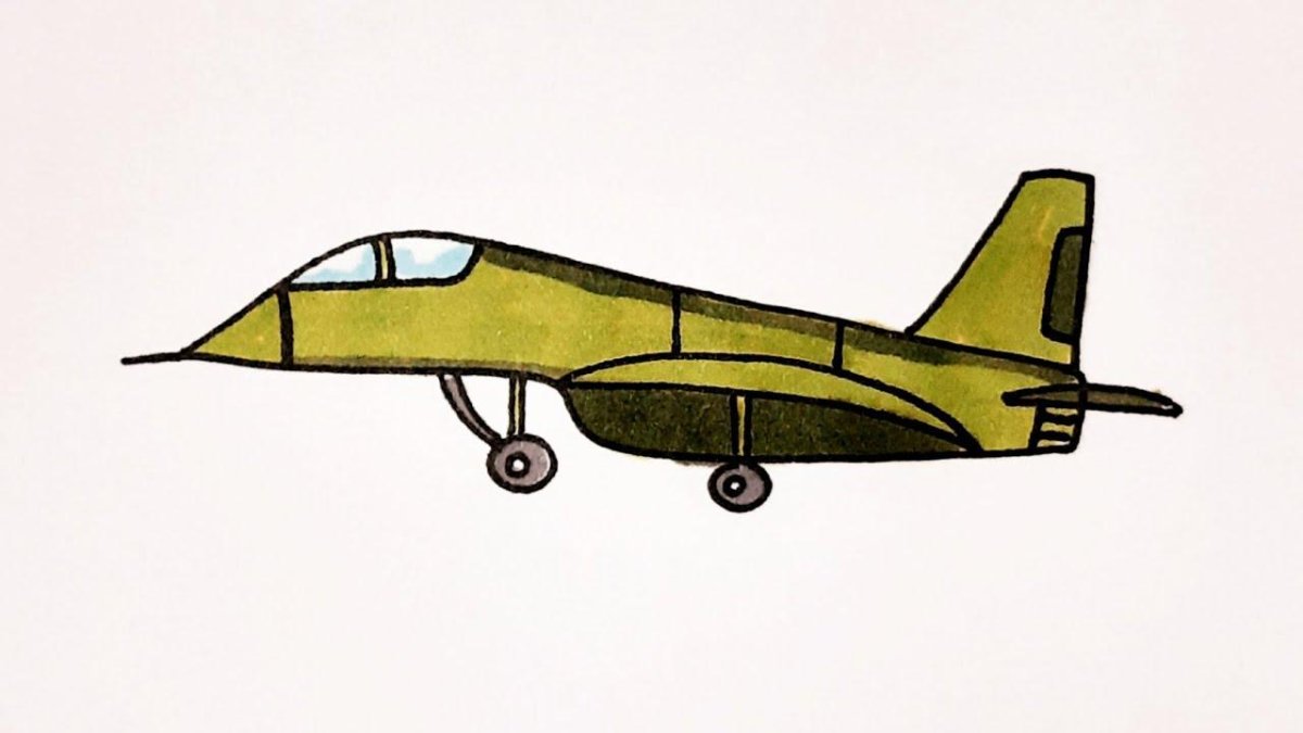 Военный самолёт рисунок лёгкий