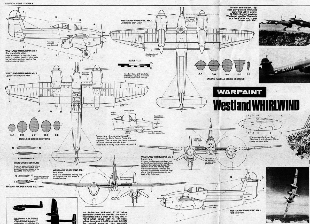 Westland Whirlwind чертеж