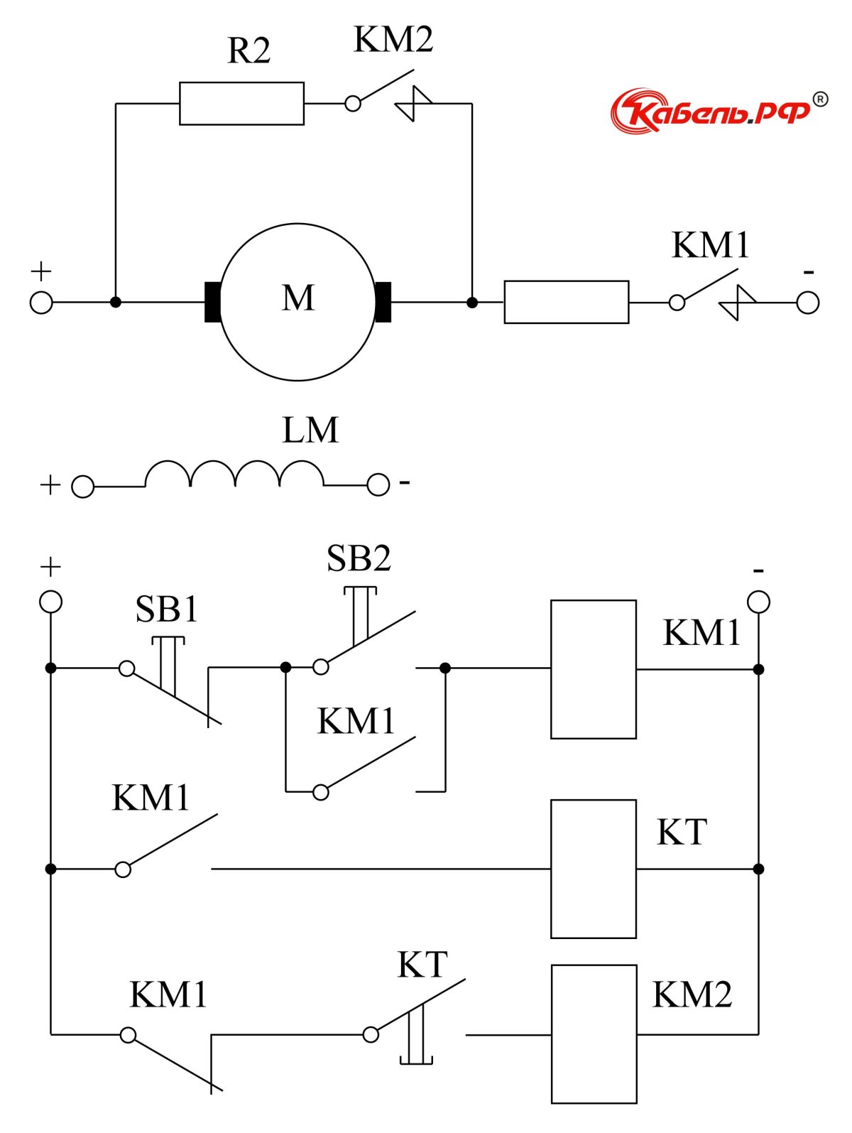 Схема динамического торможения асинхронного двигателя