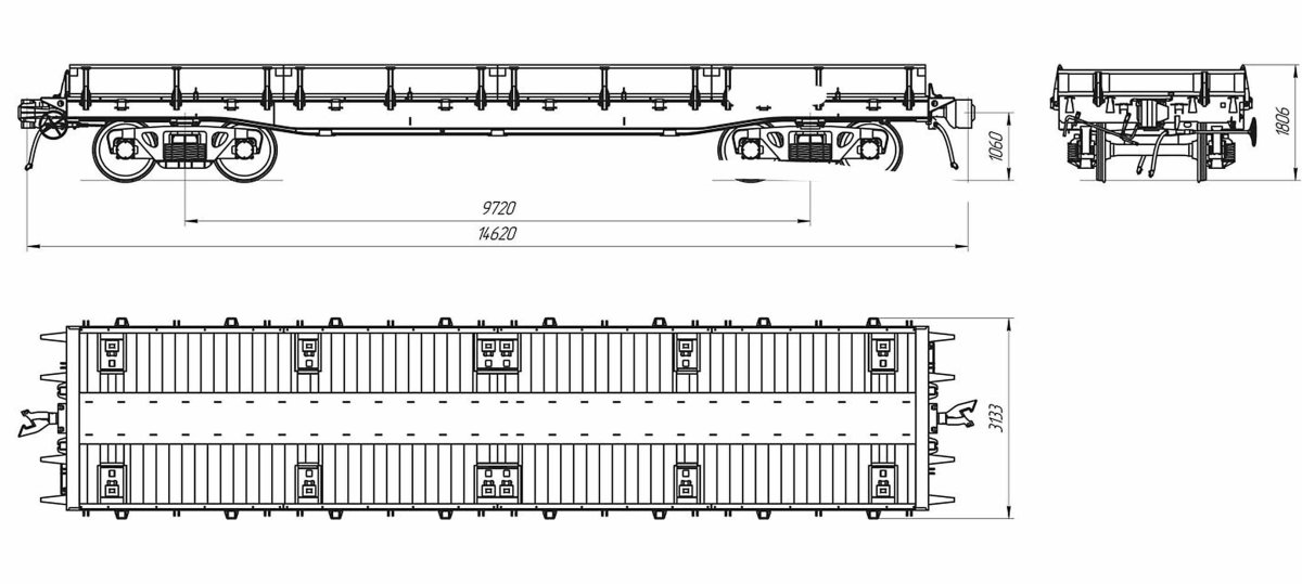 Вагон-платформа универсальная модель 13-9808