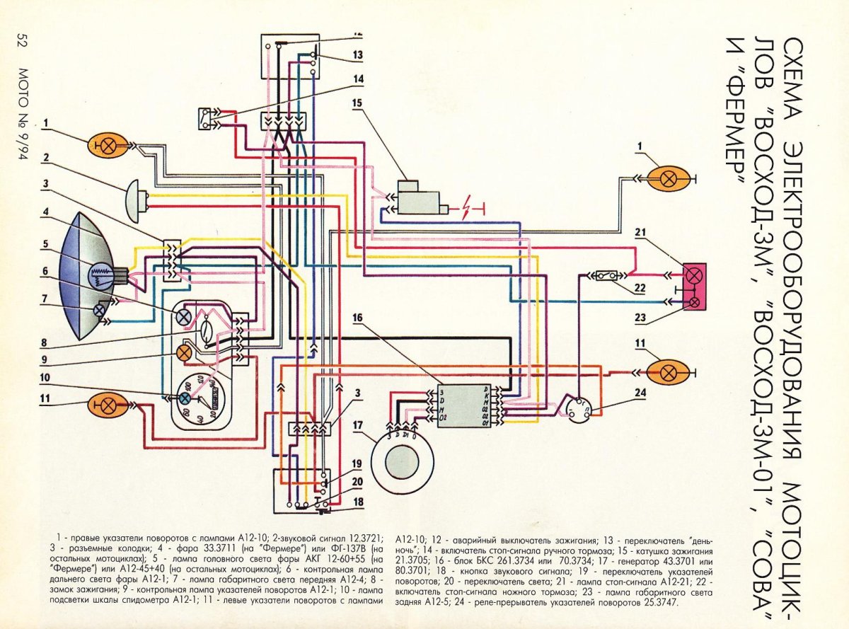Электросхема мотоцикла Восход 3м-01