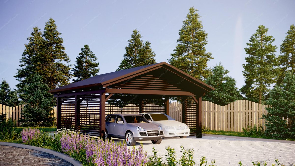Деревянный навес для машины