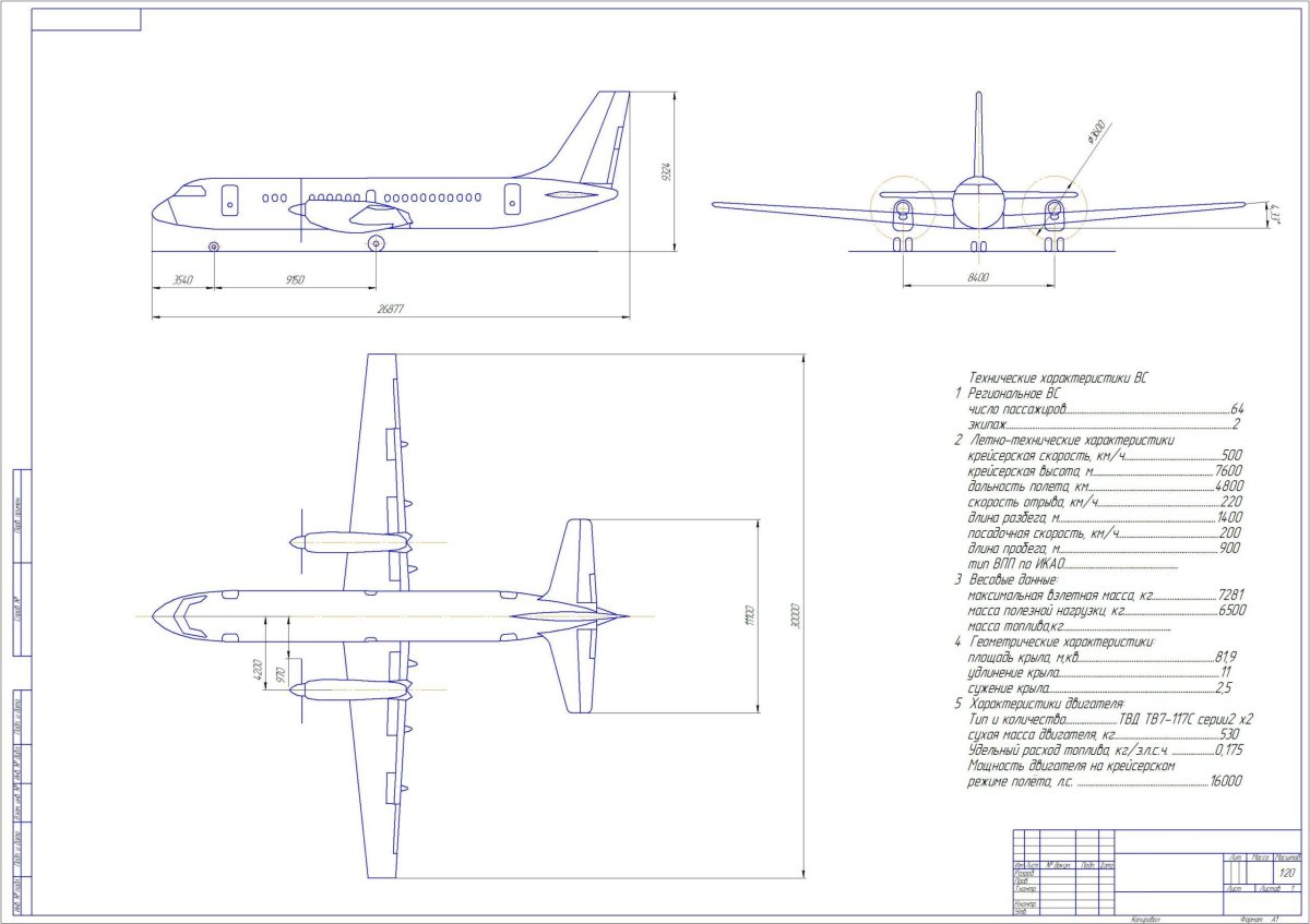 Чертежи самолета ил114