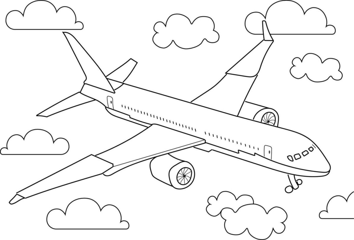 Раскраска самолет пассажирский