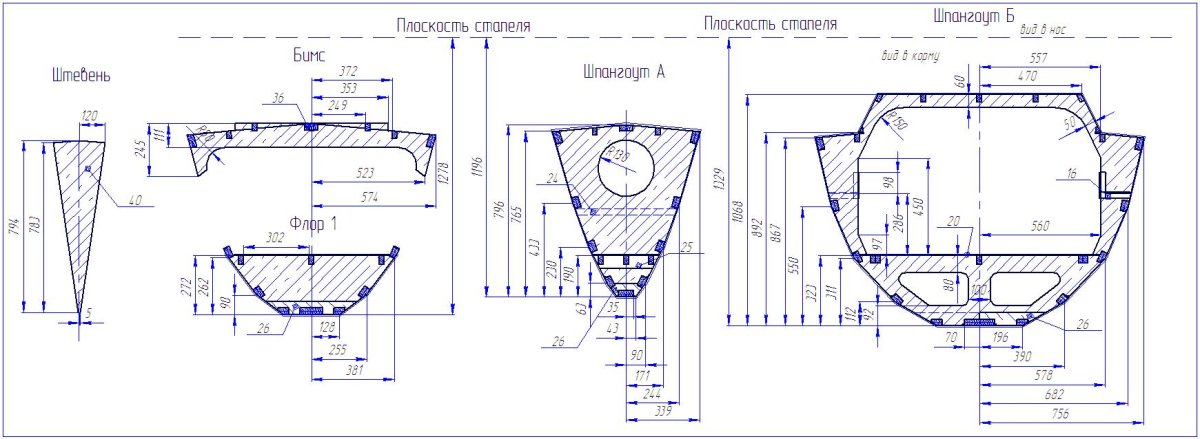 Чертежи шпангоутов катеров