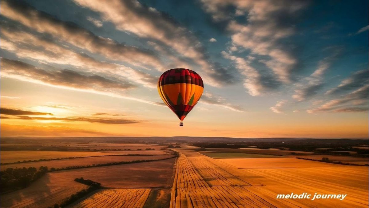 Воздушный шар на закате
