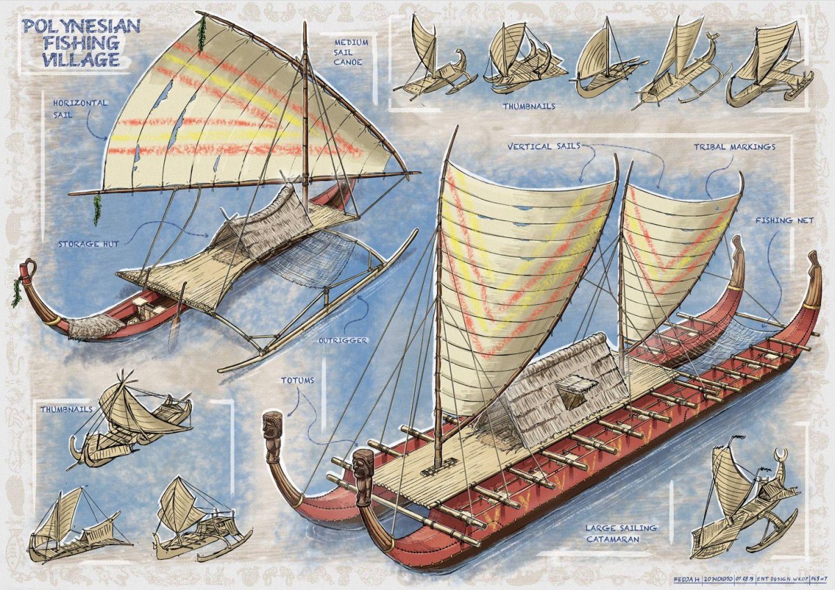 Древние каноэ полинезийцев