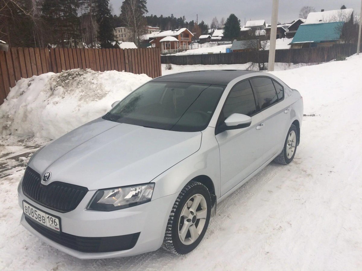 Шкода Октавиа а 7 снребристая с черной крышей